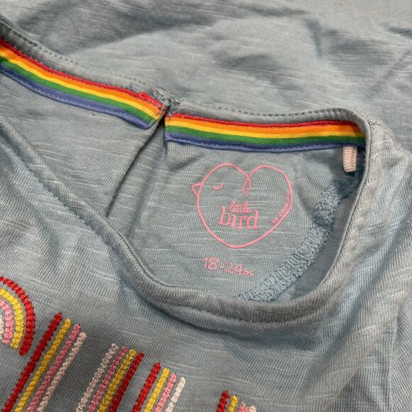 Little Bird by Jools Oliver Blue Full Of Love Short Sleeve Shirt - Picture 6 of 6